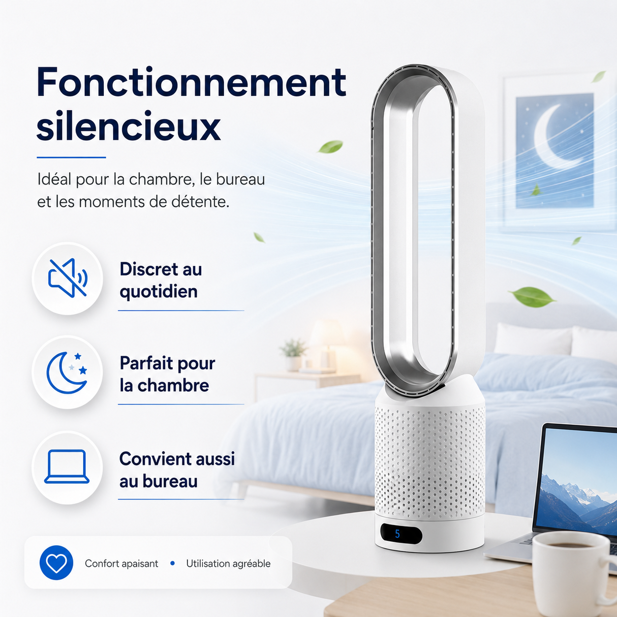 Refroidisseur d'air 3-en-1 | Purificateur d'air UV et Ionisateur