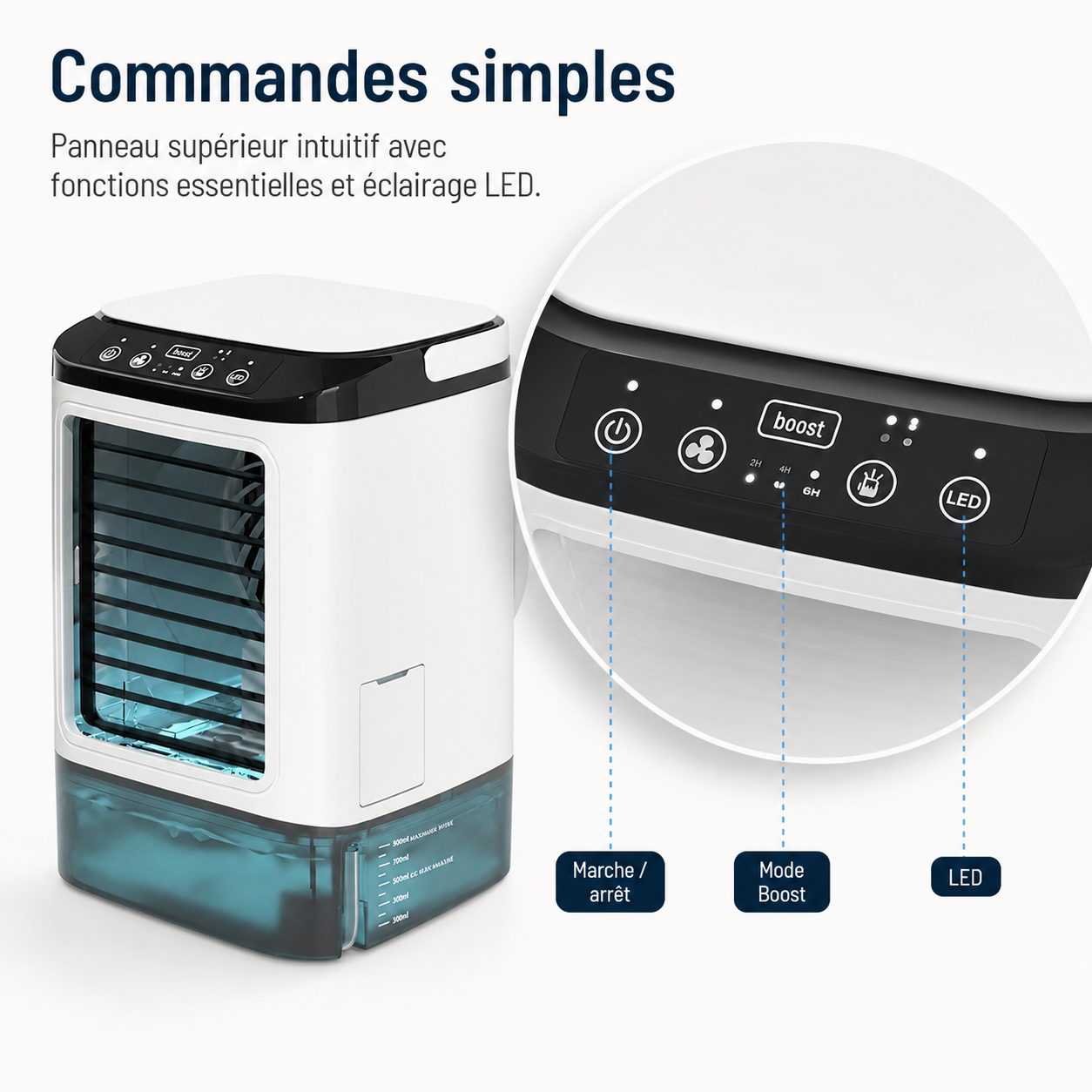 Climatiseur Mini Portable Refroidi par Eau – Alimentation USB avec Grand Réservoir