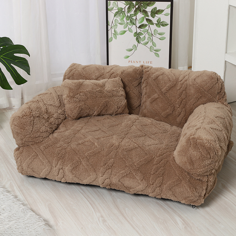 Lit pour chien en canapé confortable avec bord surélevé – Design en peluche douce