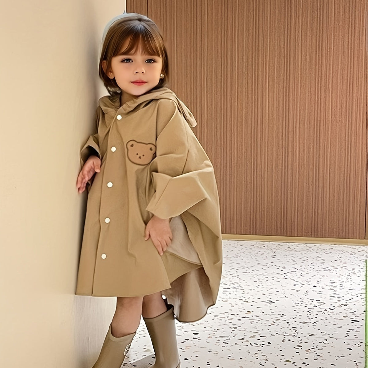 Veste de Pluie Enfant avec Capuche – Veste Imperméable avec Imprimé Ours ou Lapin
