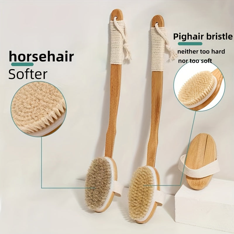 Brosse de Bain à Long Manche en Bois – Exfoliant pour le Dos avec Poils de Sanglier