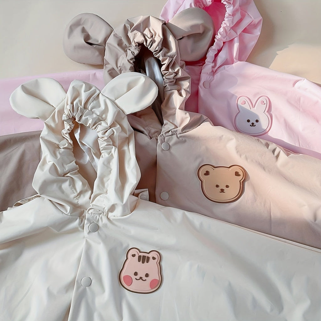 Veste de Pluie Enfant avec Capuche – Veste Imperméable avec Imprimé Ours ou Lapin
