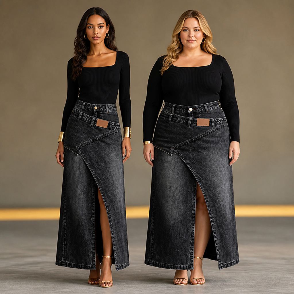 Jupe Maxi SuraDenim™ — Commandez Chaque Salle avec Confiance, Élégante et Sans Effort