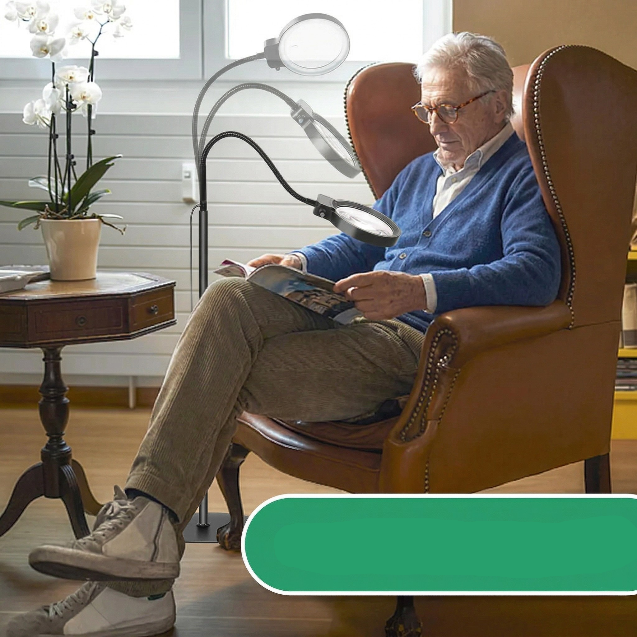 Lampe sur Pied avec Lentille de Grossissement LED pour Lecture Mains Libres