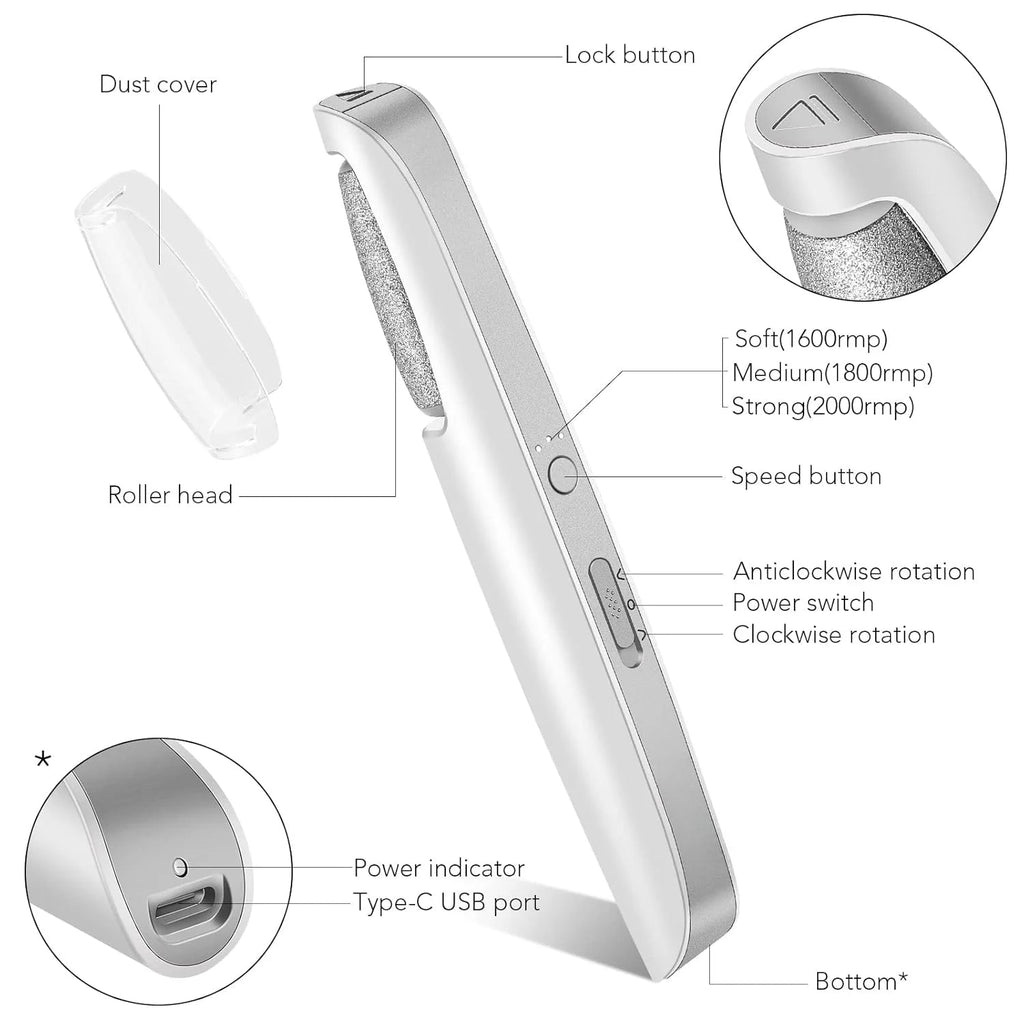 Fichier de Pied Électrique Rechargeable – Talons Lisses, À Tout Moment, Partout