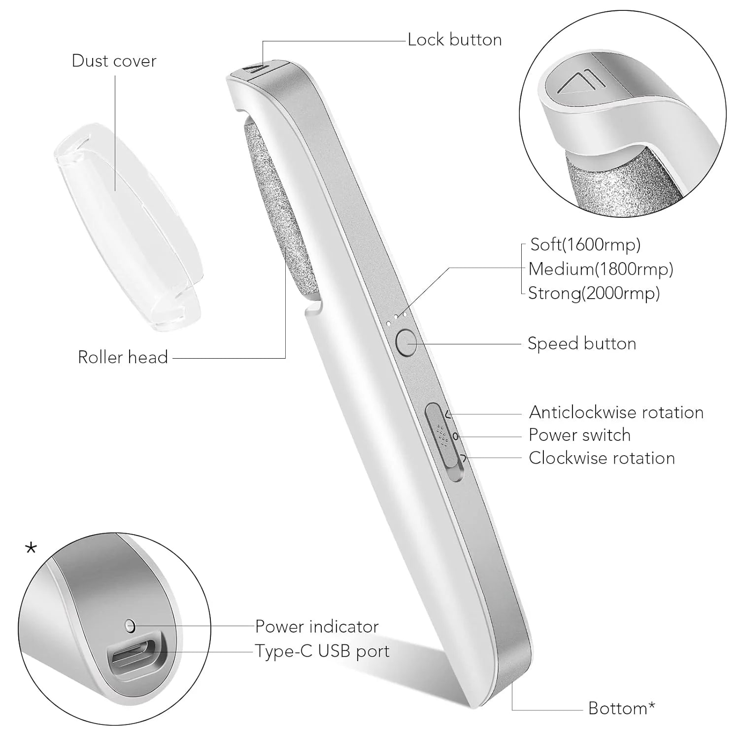 Fichier de Pied Électrique Rechargeable – Talons Lisses, À Tout Moment, Partout