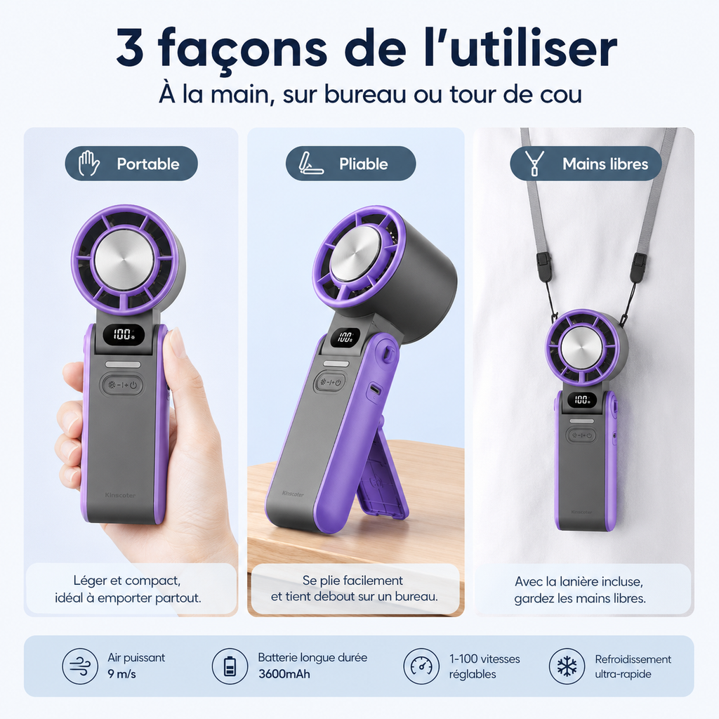 Ventilateur Portable Pliable à Main pour Extérieur