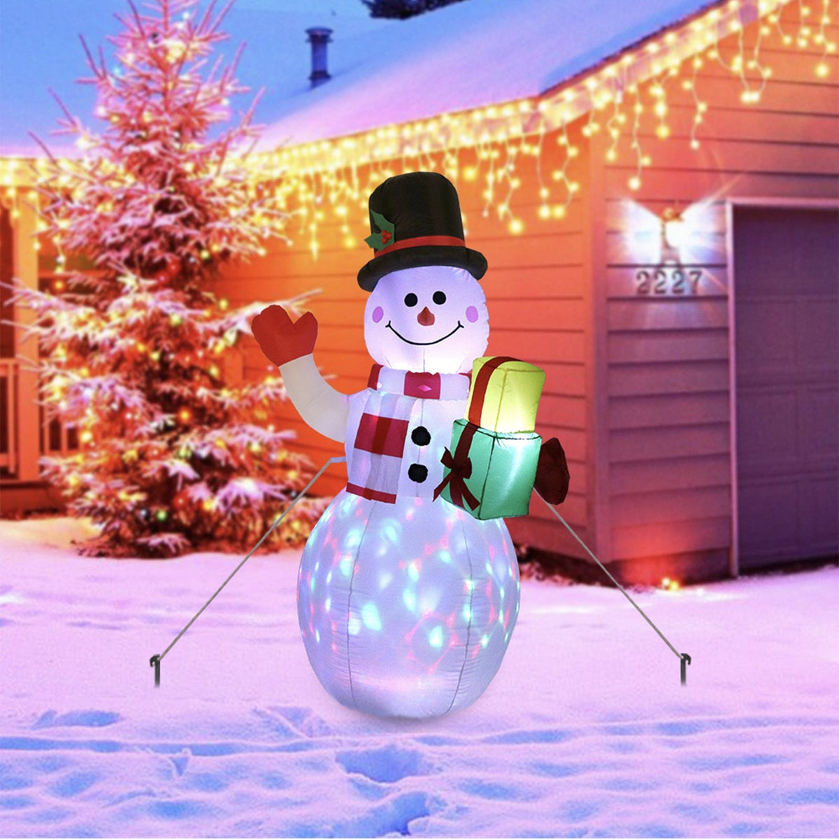 Décoration de Noël LED Gonflable – Bonhomme de Neige Lumineux pour l'Extérieur