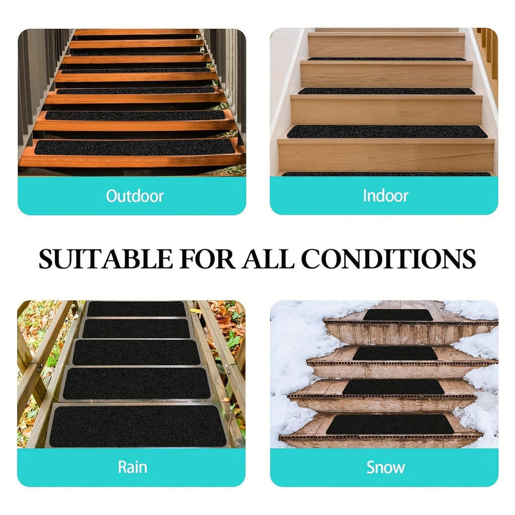 Skanto | Bandes Antidérapantes pour Marches 10-pk – 6"x24", 80-Grains, Résistantes aux Intempéries