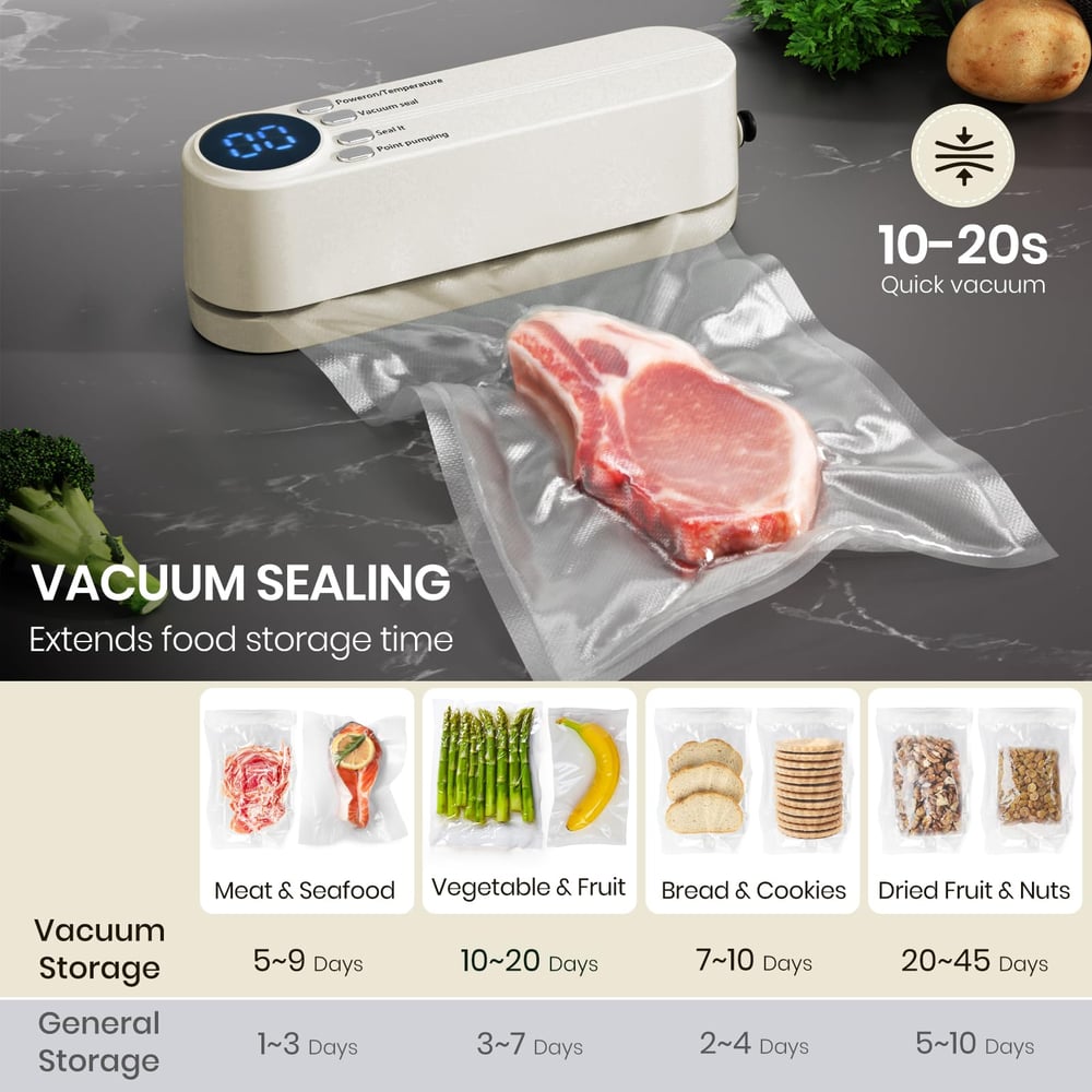 Scelleur de Vide Mini Sans Fil 3-en-1 - Gardez les Aliments Frais et Plus