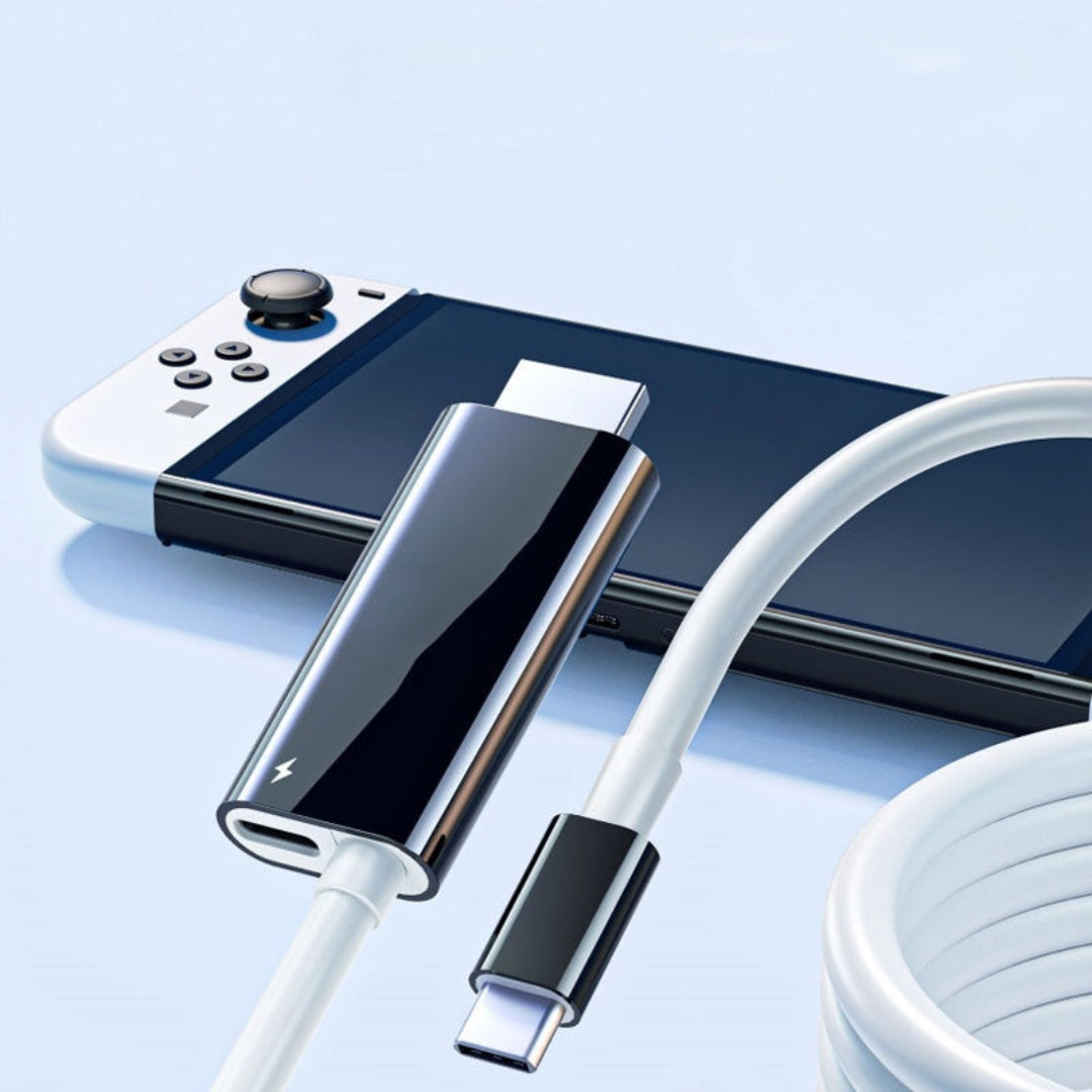 Câble USB-C vers HDMI - 2M avec Chargement Rapide PD pour Switch, Tablette, Téléphone et Ordinateur Portable