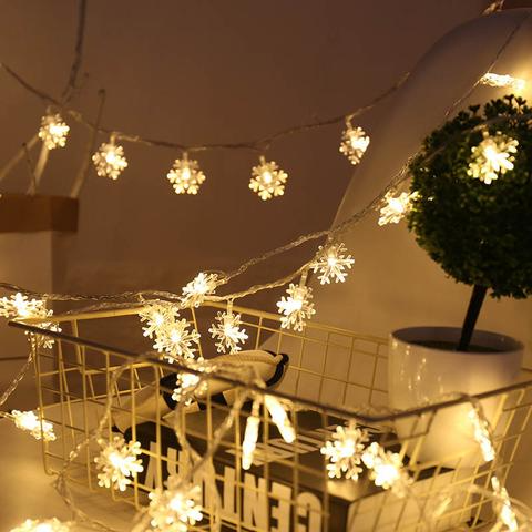 Guirlande LED de Noël avec Flocons de Neige – Lumière Blanche Chaude ou Colorée pour Intérieur & Extérieur