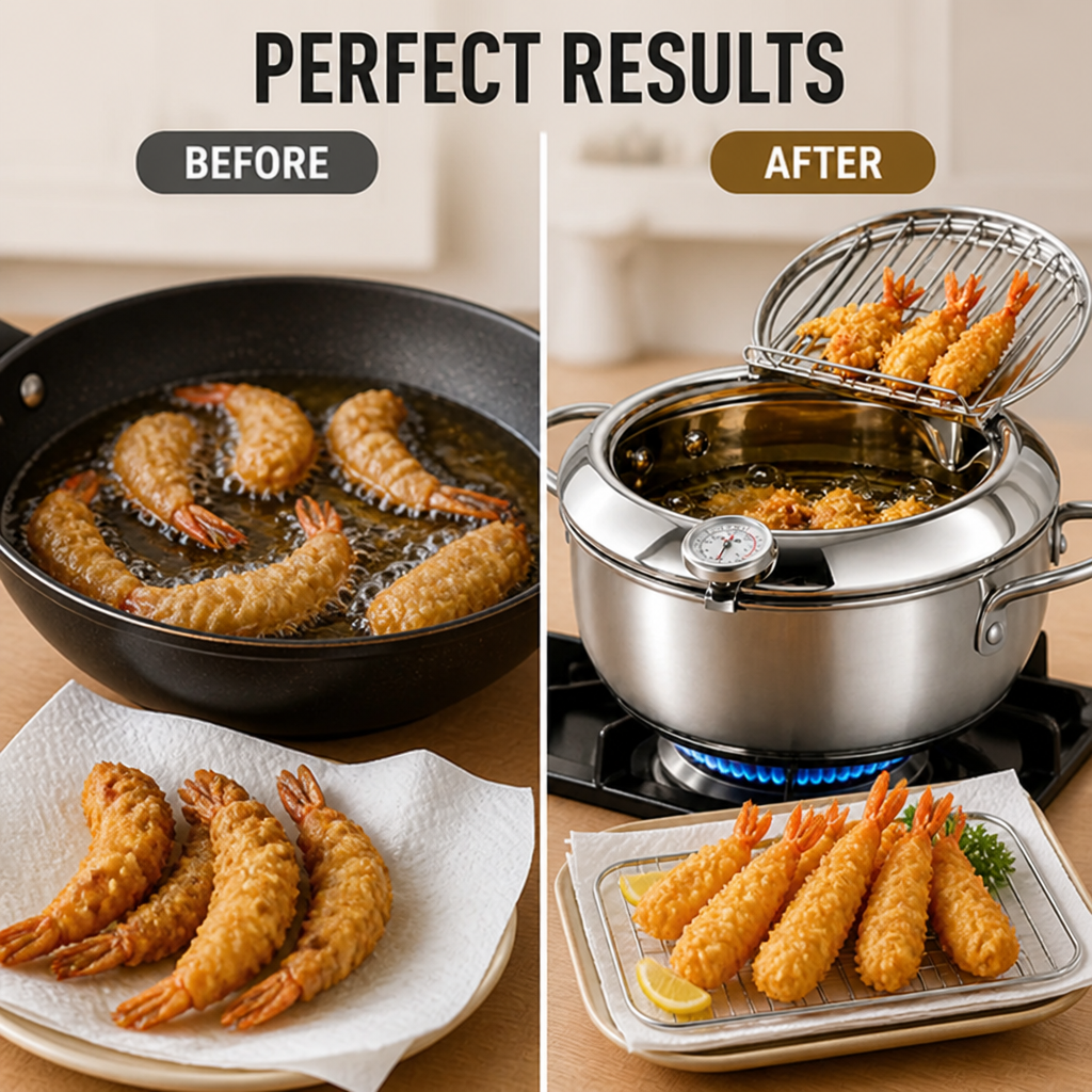 Crispora™ Friteuse en Acier Inoxydable — Débloquez des Frites Croquantes, Légères et de Qualité Restaurant à Chaque Fois