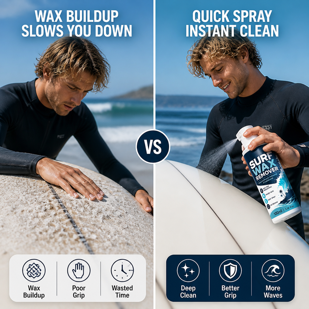 AquaShine™ Spray Dégraissant — Restaurez Instantanément l'Adhérence et l'Éclat de Votre Planche pour des Vagues Inarrêtables