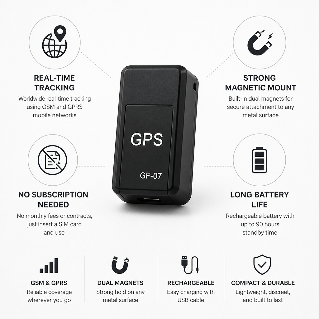 Traceur GPS magnétique compact en temps réel (autonomie de 90 heures)