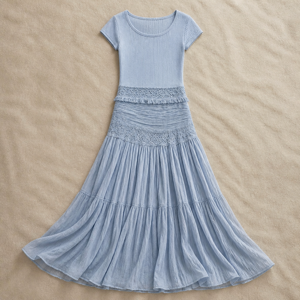 LumaSeren™ – Ensemble Boho en Deux Pièces avec Jupe Maxi à Volants en Dentelle
