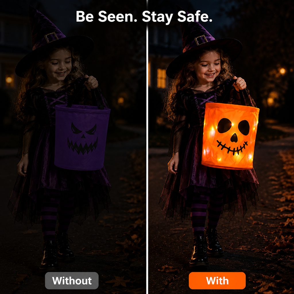 BrightBoo™ — Éclairez chaque frayeur d'Halloween avec sécurité et espace à revendre