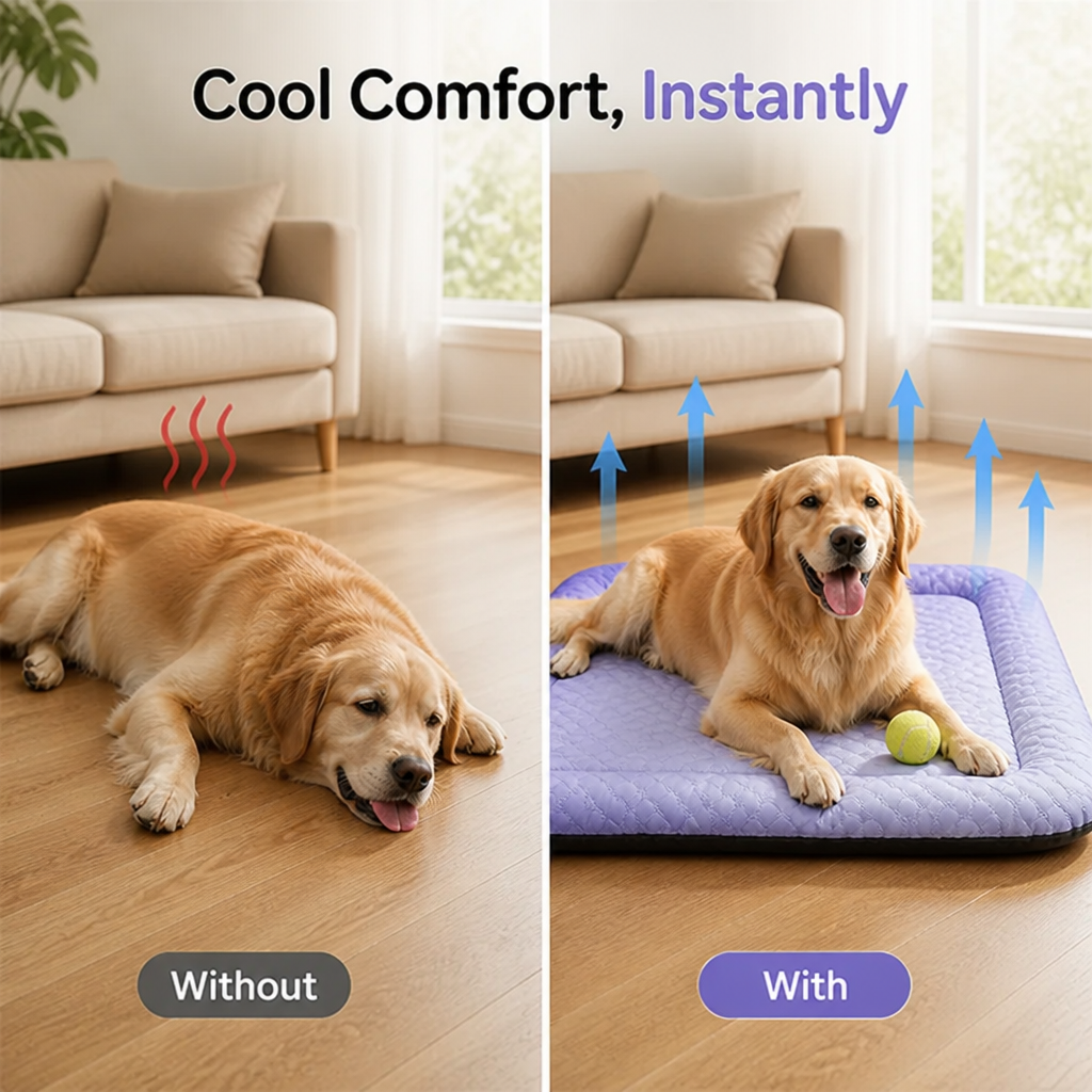 Chillivexa™ Tapis de Gel Refroidissant — Apaisez Instantanément le Corps Surchauffé de Votre Animal et Apportez un Soulagement Bienfaisant