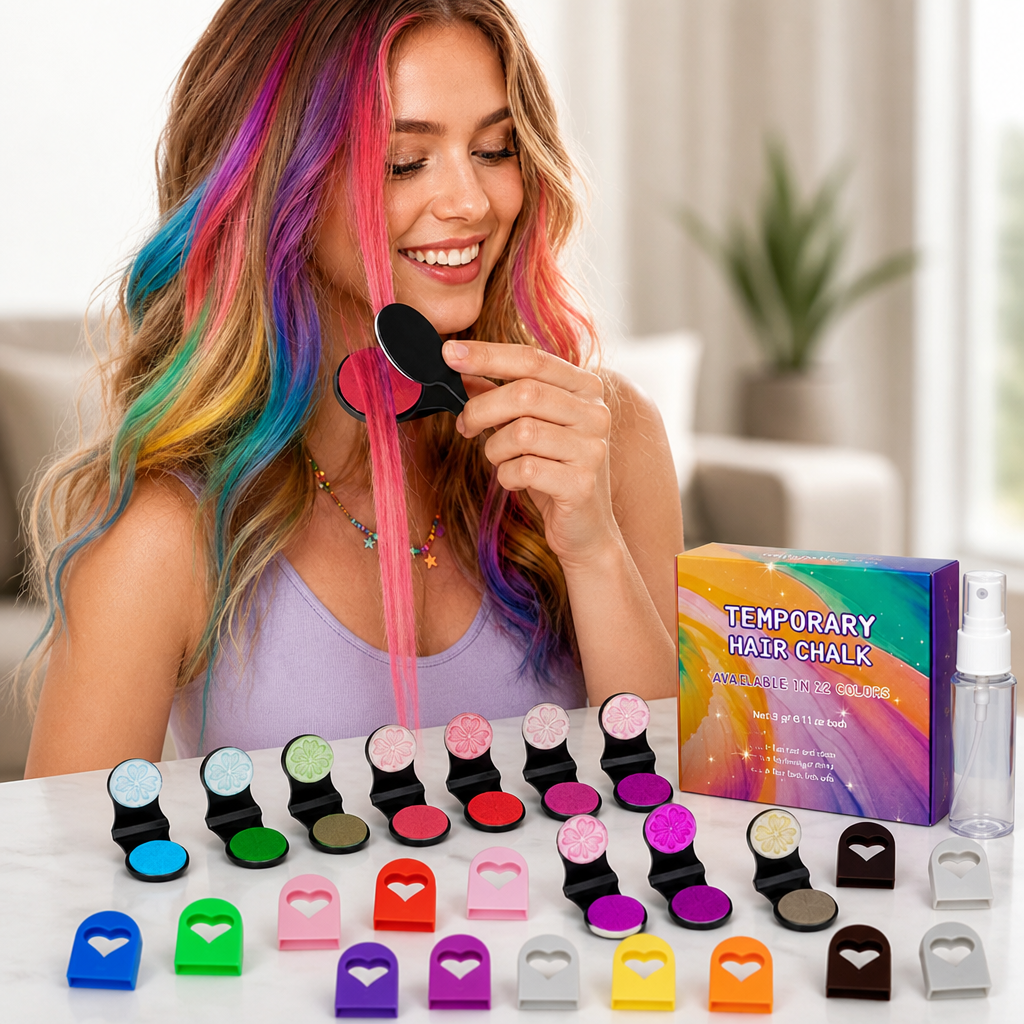 Chromara™ Kit de Craies à Cheveux 12 Couleurs — Illuminez Votre Look Instantanément avec des Couleurs Audacieuses et Impeccables Qui Ose Briller