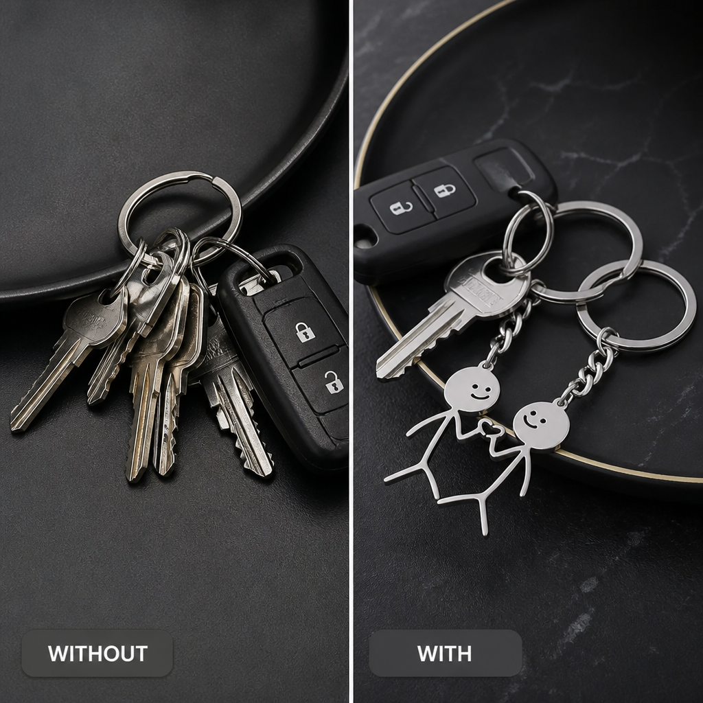CharmiLink™ Duo Porte-clés — Éveillez la Joie et la Connexion à Chaque Fois que Vous Prenez Vos Clés