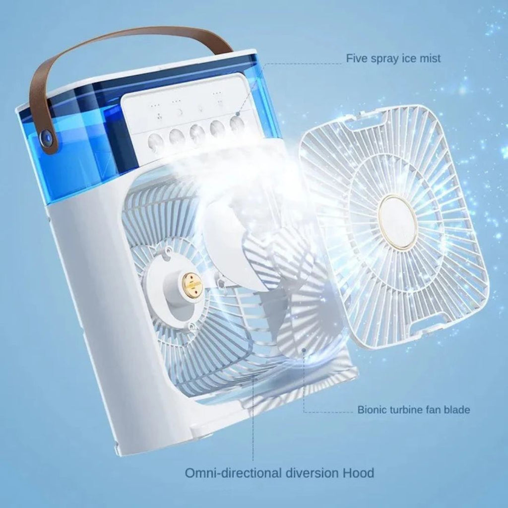 Refroidisseur d'air 3-en-1, Humidificateur & Purificateur d'air – Climatisation portable pour un usage intérieur avec lumière LED
