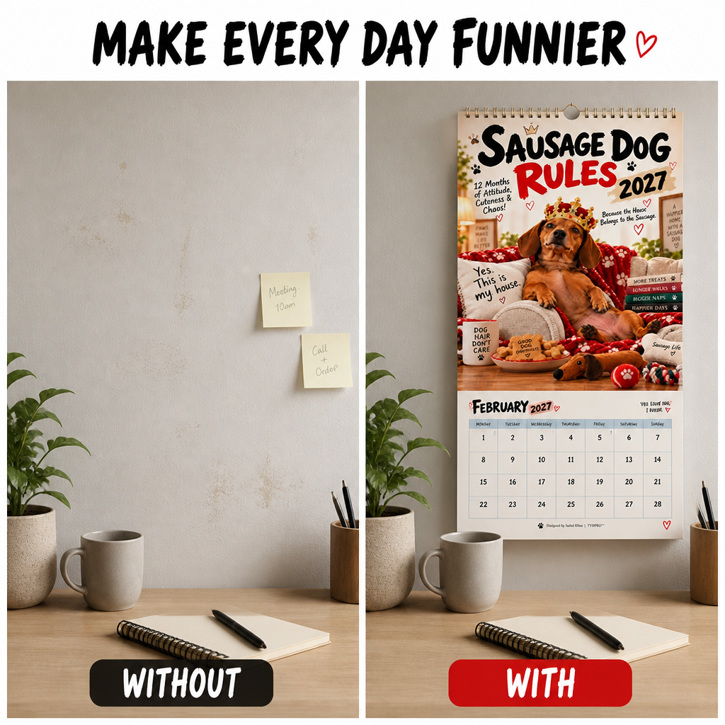 Calendrier Sarcastique CheekiDachs™ — Faites de Chaque Jour une Célébration Hilarante de Malice et de Sourires