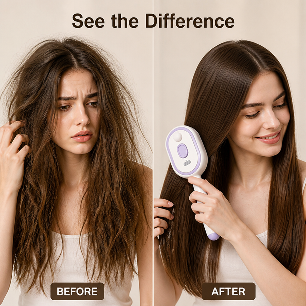 Brushelia™ — Démêlage sans effort et sans douleur qui ravive votre cuir chevelu et irradie la confiance