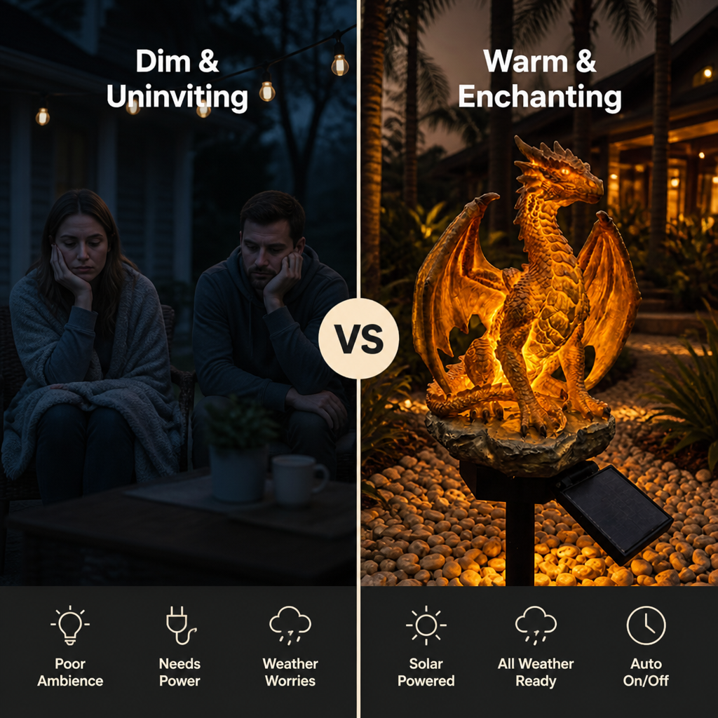 EmberMyst™ Dragon Sentinel — Enflammez vos nuits avec la magie cosy alimentée par le soleil