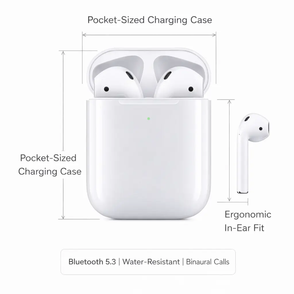 BowLift | Écouteurs sans fil de 2ème génération avec étui de chargement - Écouteurs Bluetooth abordables pour iPhone