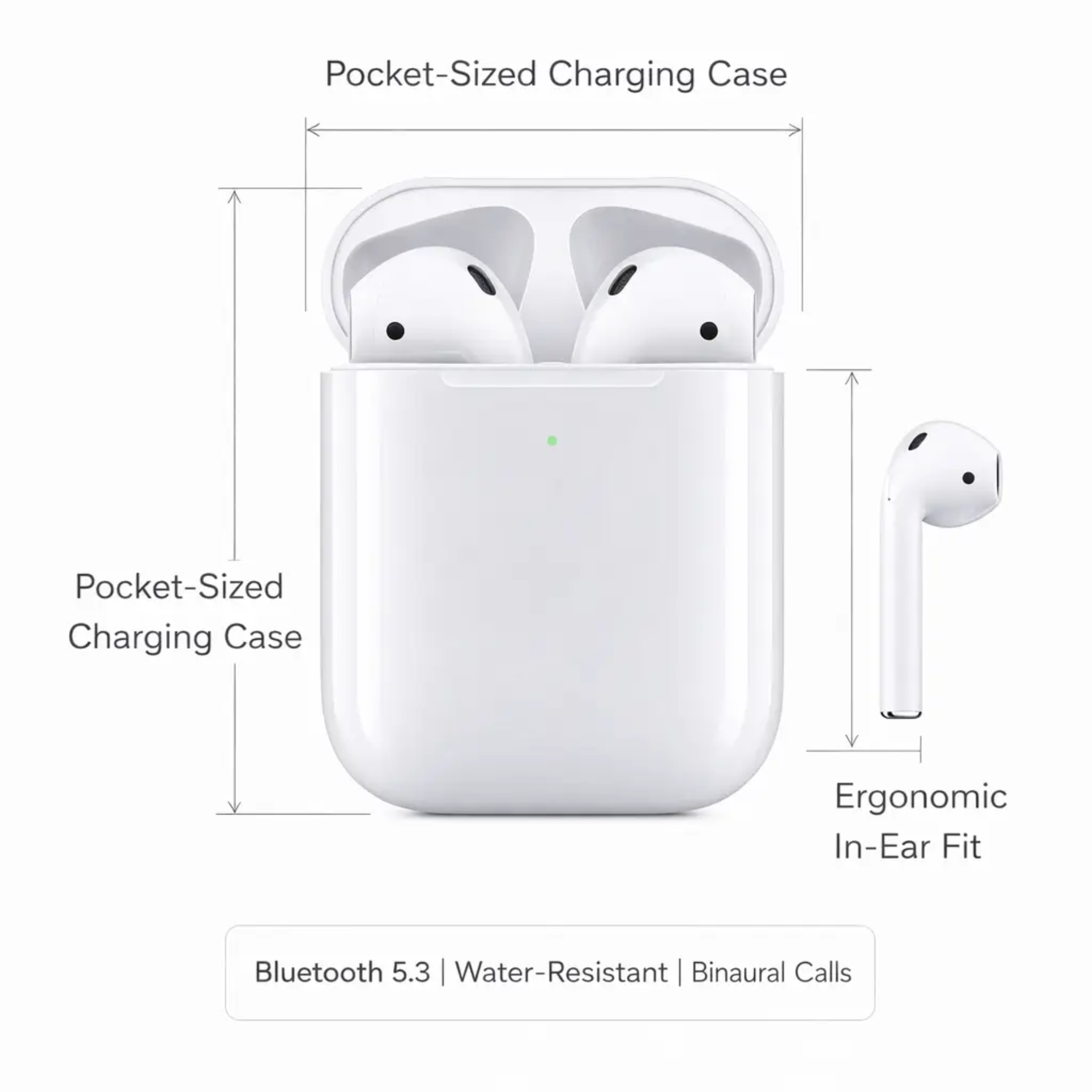 BowLift | Écouteurs sans fil de 2ème génération avec étui de chargement - Écouteurs Bluetooth abordables pour iPhone