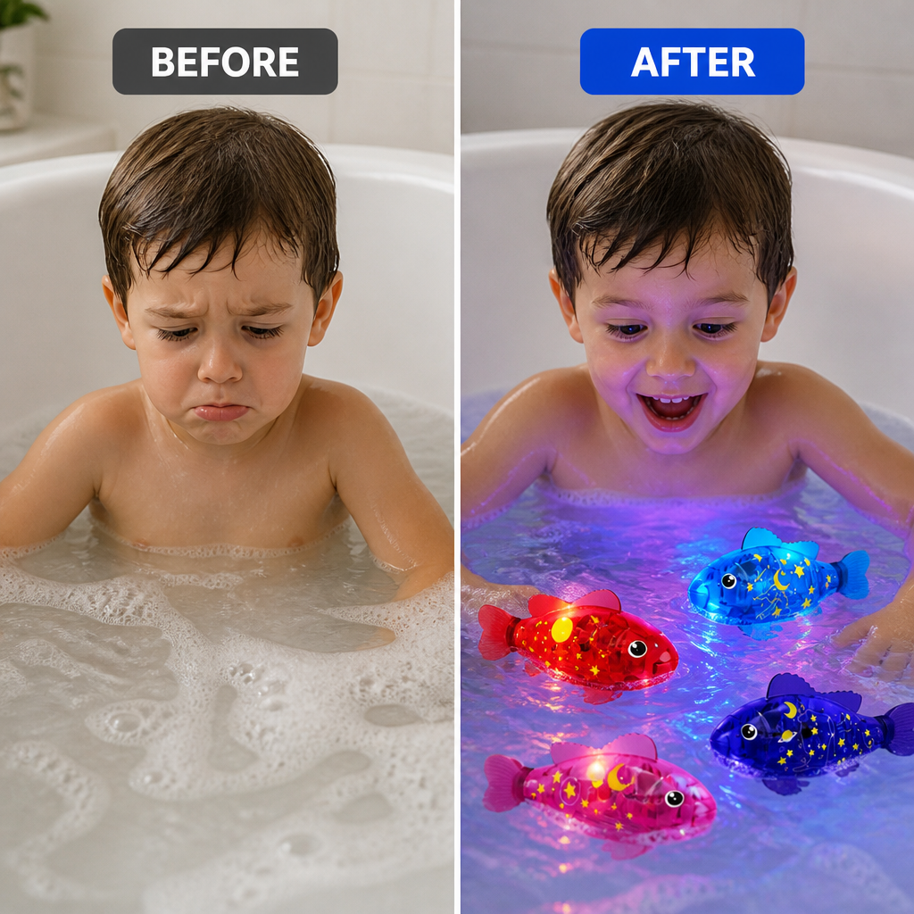 AquaGlim™ 4-pcs — Transformez le temps du bain en lumière magique et en rires