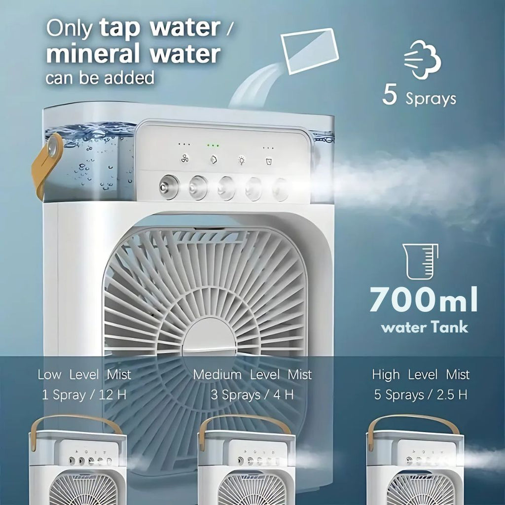Refroidisseur d'air 3-en-1, Humidificateur & Purificateur d'air – Climatisation portable pour un usage intérieur avec lumière LED