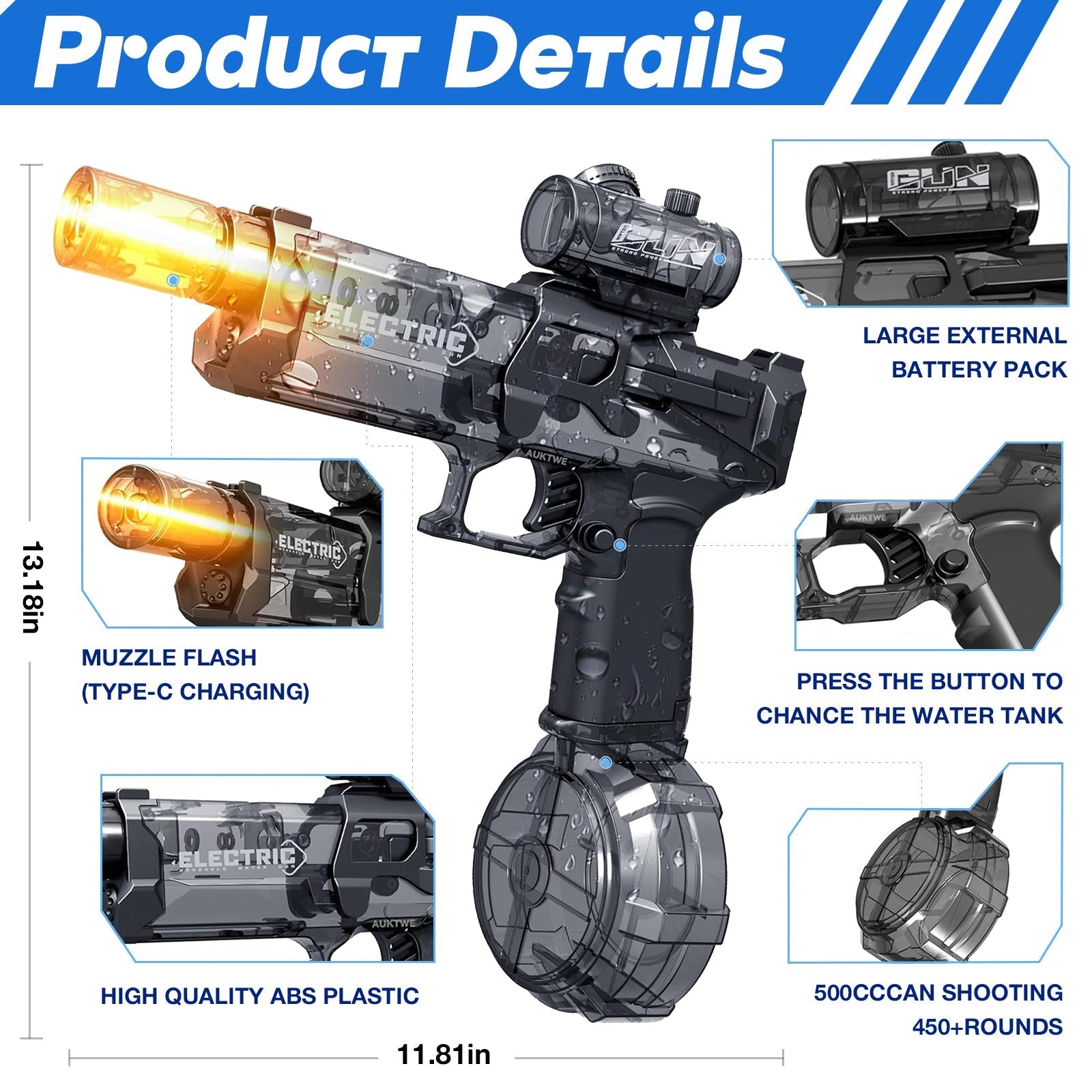 Pistolet YoPoll Haute Capacité pour Jouet de Natation à la Plage