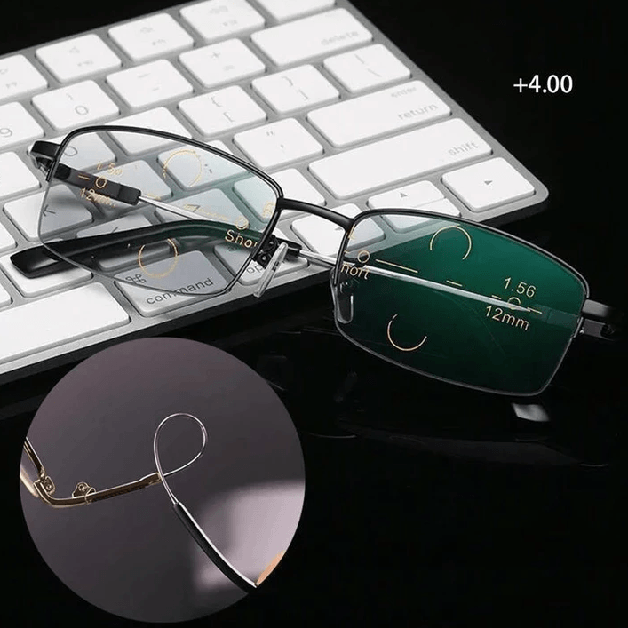 Lunettes de lecture progressives en titane à usage dual pour la vision de loin et de près