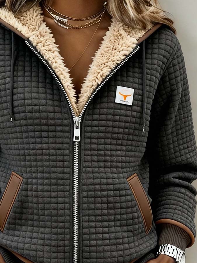 Veste d'hiver pour femmes avec doublure en teddy – Veste en polaire matelassée avec capuche