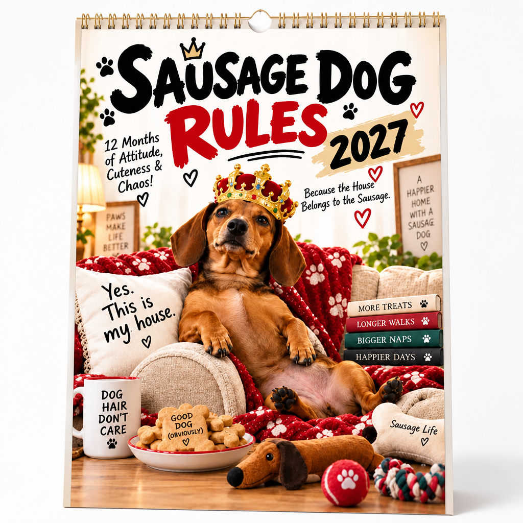 Calendrier Sarcastique CheekiDachs™ — Faites de Chaque Jour une Célébration Hilarante de Malice et de Sourires