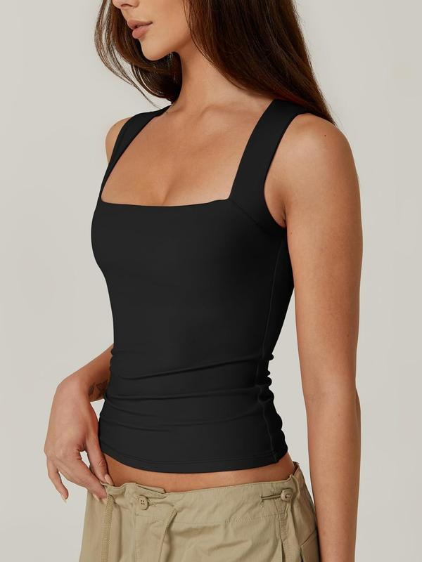 Débardeur sans manches à encolure carrée pour femmes – Doux, extensible et chic