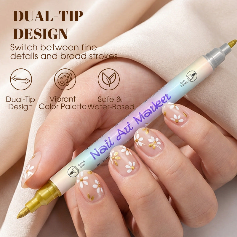 ColorMuse™ Stylos de Nail Art à Double Pointe — Créez des Ongles Éblouissants et Sans Taches Qui Attirent Instantanément Tous les Compliments