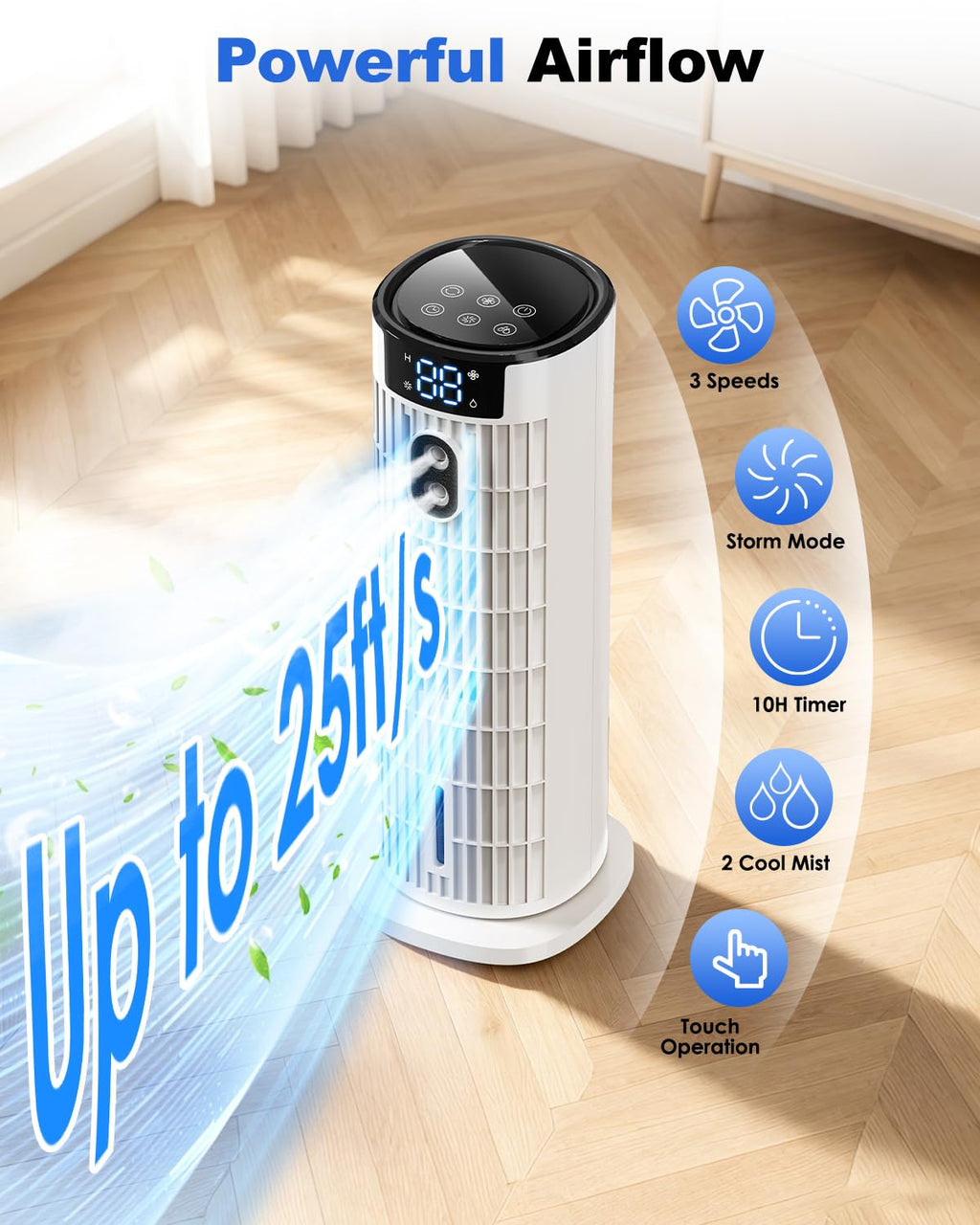 Refroidisseur d'air portable 4-en-1 avec télécommande et fonction brumisation