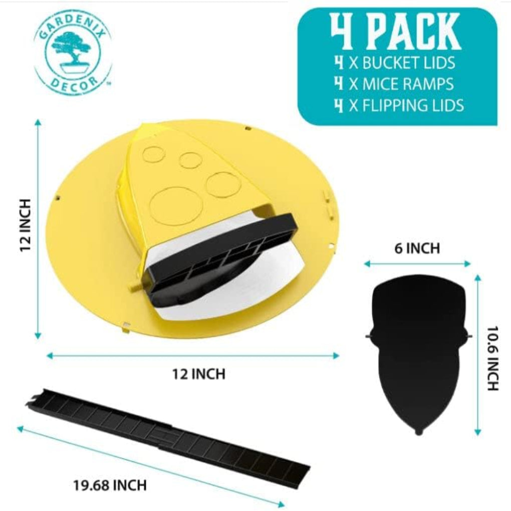 Pièges à souris avec couvercle de seau - Contrôle humain des rongeurs (pack de 4)