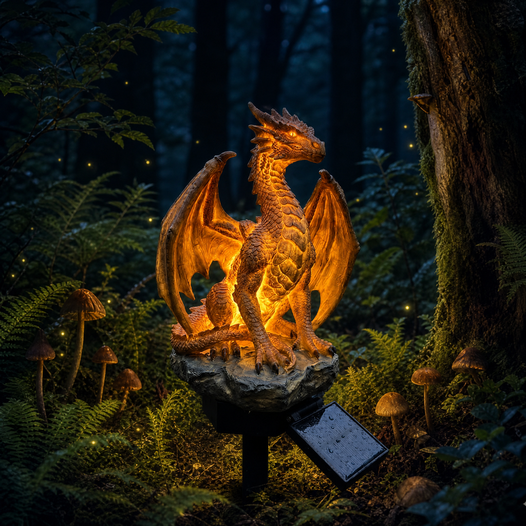 EmberWyrm™ — Éclairez vos nuits avec une lueur magique alimentée par le soleil