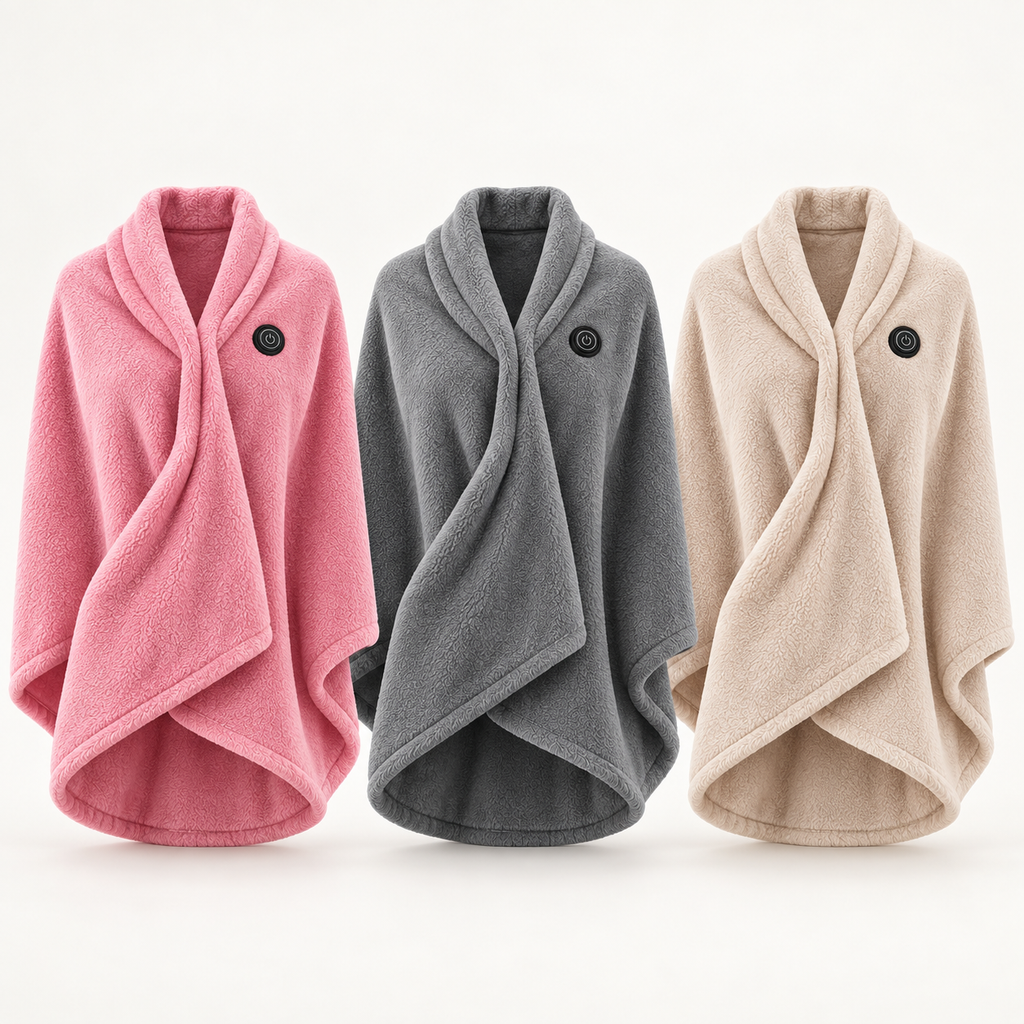 Couverture Poncho Chauffante Électrique – 3 Niveaux de Chaleur