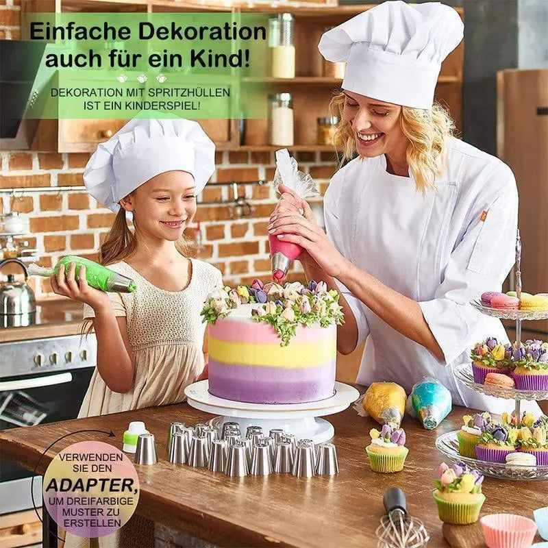 BeautyBake™ Set de Douilles | 14 pièces | Décoration de Gâteaux Professionnelle | Acier Inoxydable & Silicone