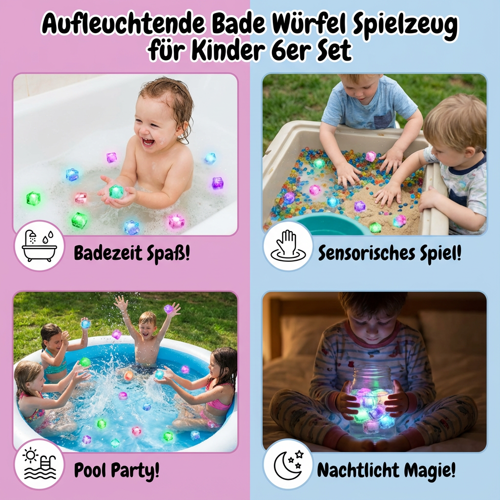 Jouets de bain lumineux pour enfants - Set de 6