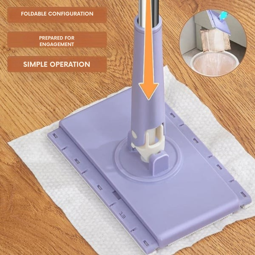 Nettoyant de Sol | Mop Plat avec Tête Rotative à 360° | Remplacement de Pad Sans Contact | MopMate