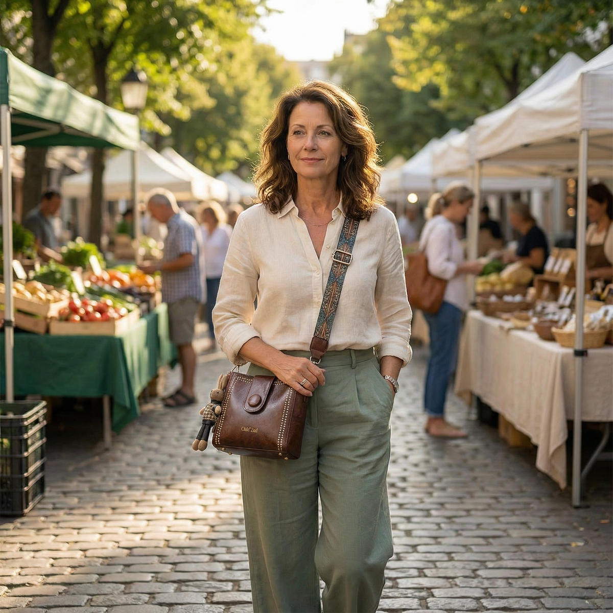 Trovata - Sac seau vintage en bandoulière avec sangle artisanale