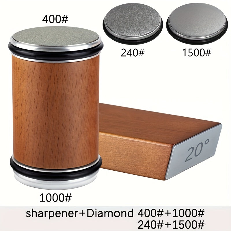 Set de pierre à aiguiser DuoCut | Pierre diamantée avec support magnétique | Angles d'affûtage de 15° & 20° | Bois & Métal