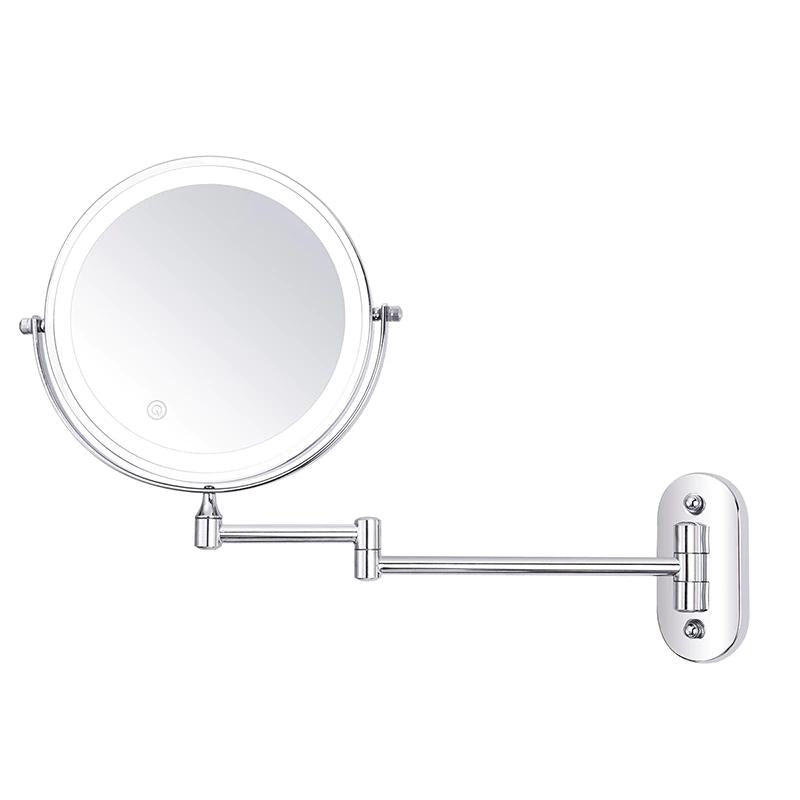 Miroir de Maquillage LED Skanto | Rechargeable | Cosmétiques & Bain | Chrome Argent