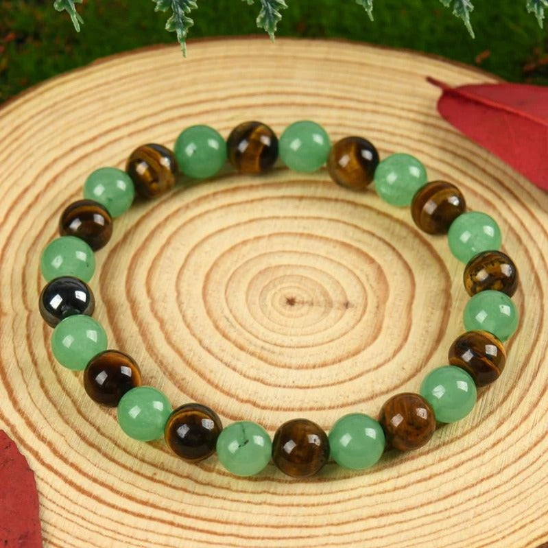 Bracelet en Cristal Gardien de la Richesse – Aventurine & Oeil de Tigre