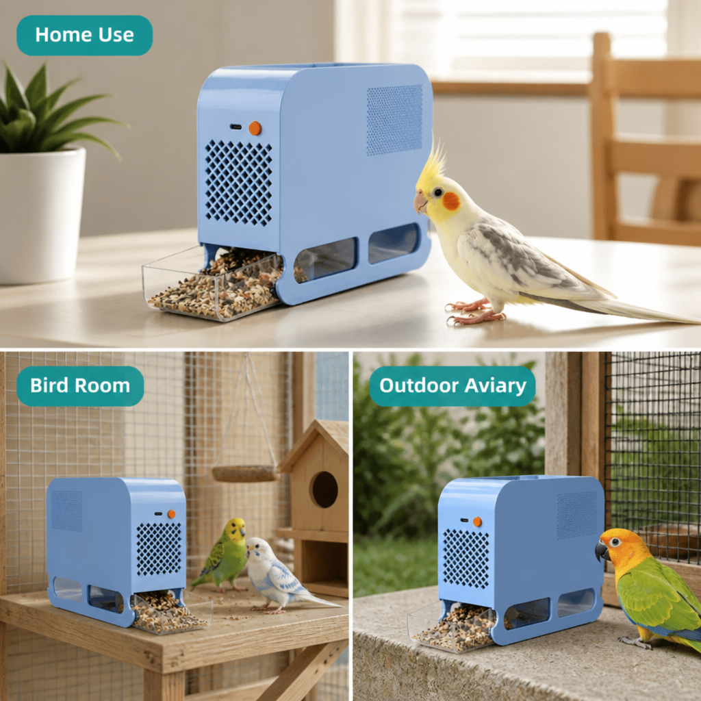 BreezeCrack™ Séparateur Électrique de Graines — Des Graines Pures et Sans Désordre Qui Gardent Vos Oiseaux Heureux et en Bonne Santé